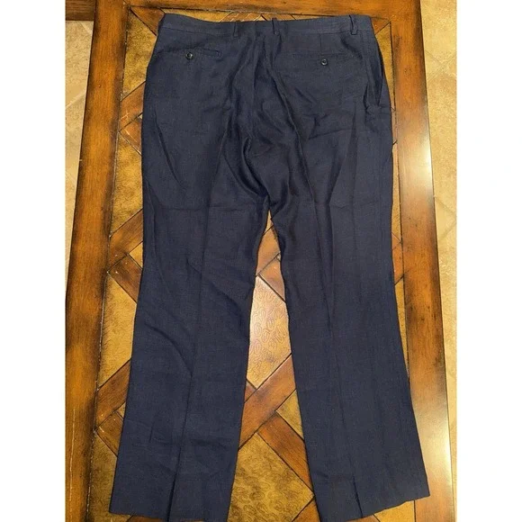 Ralph Lauren Purple Label Mens Luxury Blue 100% Linen Pants 36 Italy Old Money